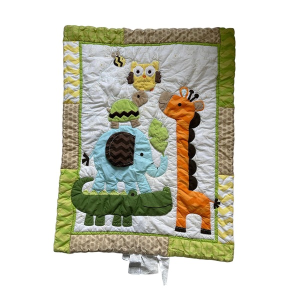 Circo Target Zoo Jungle Animal Green Yellow Giraffe Elephant Blanket Comforter - Picture 1 of 6